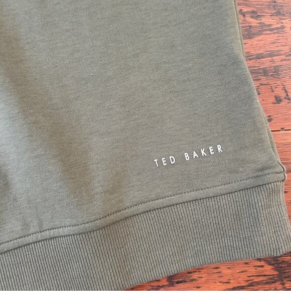 Ted Baker Antram Half Zip Funnel Neck Pullover Sweater in Khaki Green XXL NWT - Picture 8 of 11